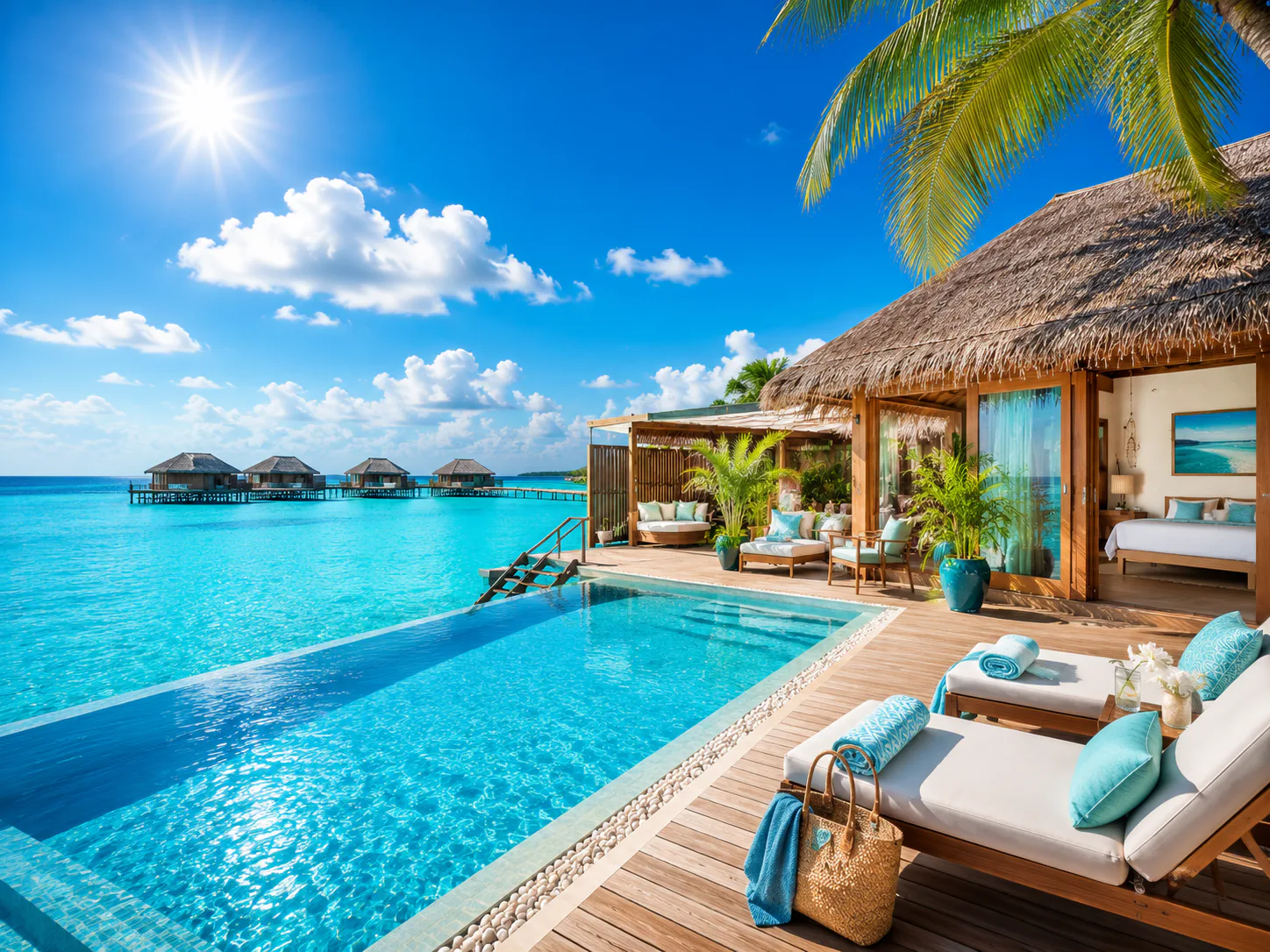Secluded tropical island surrounded by reef